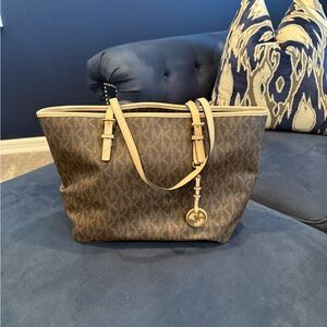 Michael Kors Brown and Tan Signature Tote. Like new, used only once.